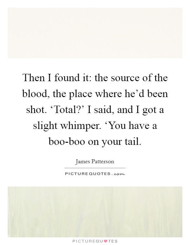 Then I found it: the source of the blood, the place where he'd been shot. ‘Total?' I said, and I got a slight whimper. ‘You have a boo-boo on your tail Picture Quote #1