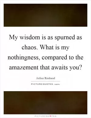 My wisdom is as spurned as chaos. What is my nothingness, compared to the amazement that awaits you? Picture Quote #1