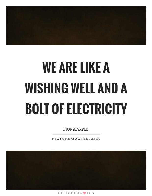 We are like a wishing well And a bolt of electricity Picture Quote #1