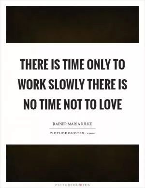 There is time only to work slowly There is no time not to love Picture Quote #1