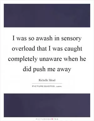 I was so awash in sensory overload that I was caught completely unaware when he did push me away Picture Quote #1