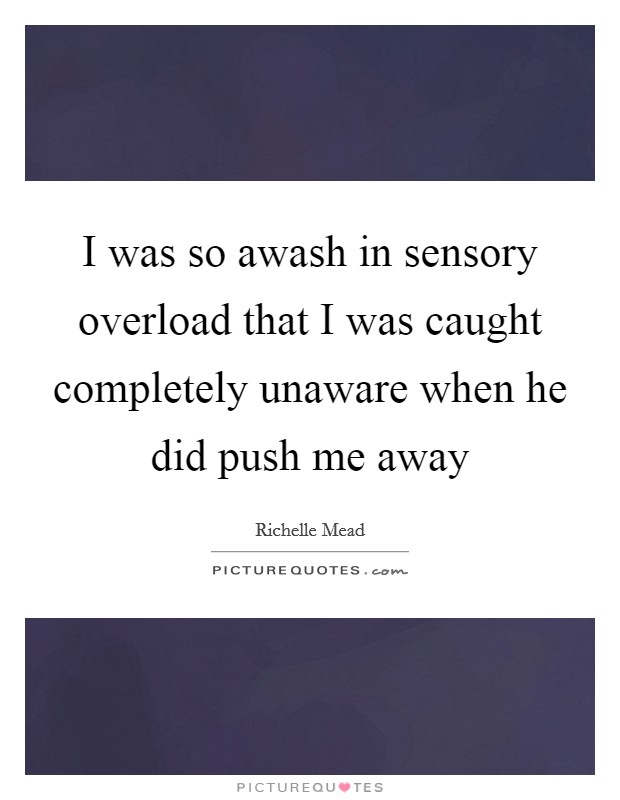 I was so awash in sensory overload that I was caught completely unaware when he did push me away Picture Quote #1