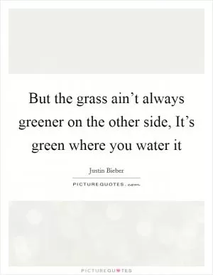 But the grass ain’t always greener on the other side, It’s green where you water it Picture Quote #1