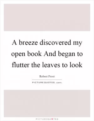 A breeze discovered my open book And began to flutter the leaves to look Picture Quote #1