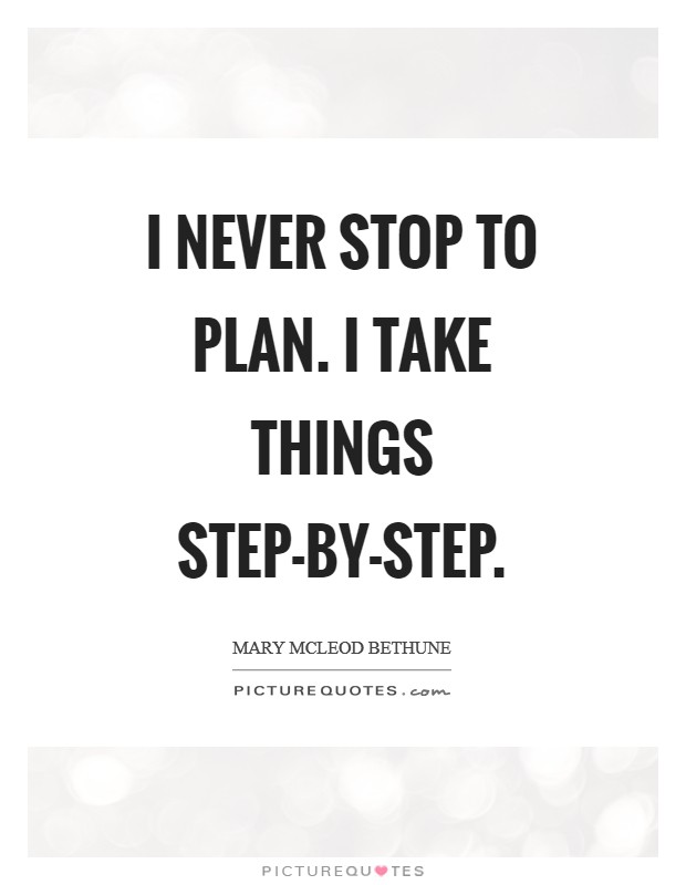 I never stop to plan. I take things step-by-step Picture Quote #1