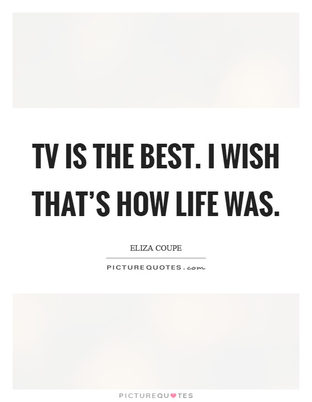 TV is the best. I wish that's how life was Picture Quote #1