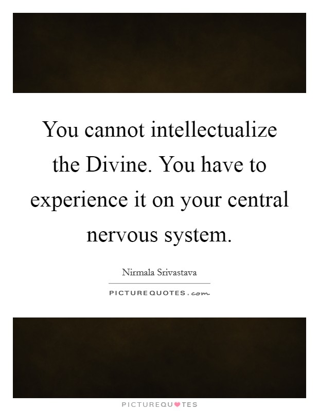 You cannot intellectualize the Divine. You have to experience it on your central nervous system Picture Quote #1