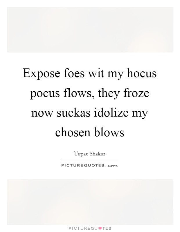 Expose foes wit my hocus pocus flows, they froze now suckas idolize my chosen blows Picture Quote #1