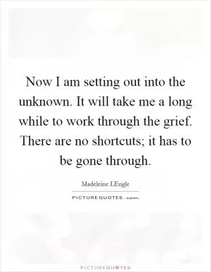 Now I am setting out into the unknown. It will take me a long while to work through the grief. There are no shortcuts; it has to be gone through Picture Quote #1