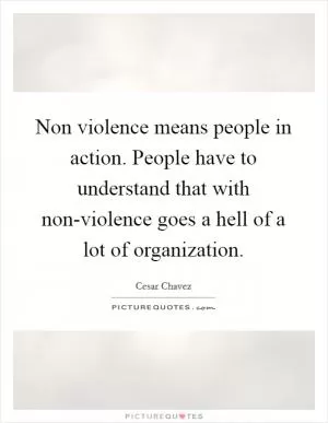 Non violence means people in action. People have to understand that with non-violence goes a hell of a lot of organization Picture Quote #1