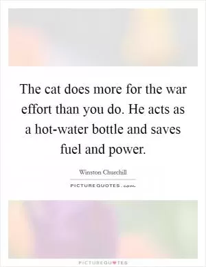 The cat does more for the war effort than you do. He acts as a hot-water bottle and saves fuel and power Picture Quote #1