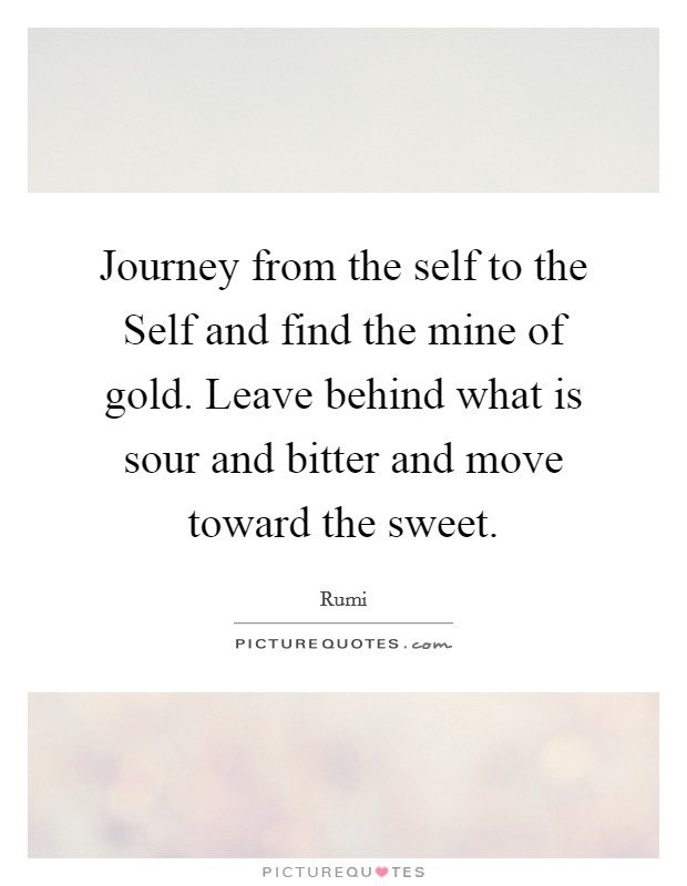 Journey from the self to the Self and find the mine of gold. Leave behind what is sour and bitter and move toward the sweet Picture Quote #1