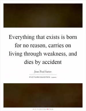 Everything that exists is born for no reason, carries on living through weakness, and dies by accident Picture Quote #1