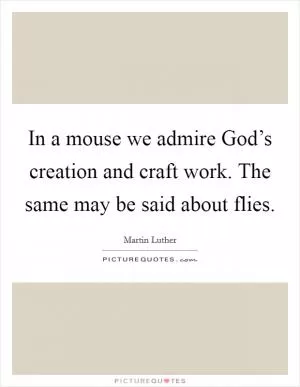 In a mouse we admire God’s creation and craft work. The same may be said about flies Picture Quote #1