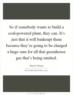So if somebody wants to build a coal-powered plant, they can. It’s just that it will bankrupt them because they’re going to be charged a huge sum for all that greenhouse gas that’s being emitted Picture Quote #1