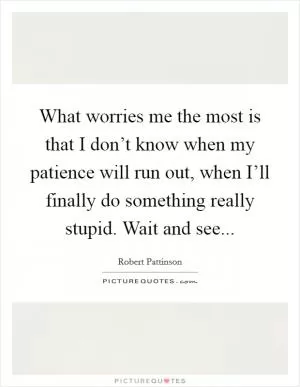 What worries me the most is that I don’t know when my patience will run out, when I’ll finally do something really stupid. Wait and see Picture Quote #1