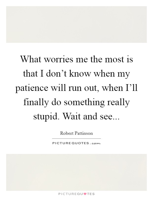 What worries me the most is that I don't know when my patience will run out, when I'll finally do something really stupid. Wait and see Picture Quote #1