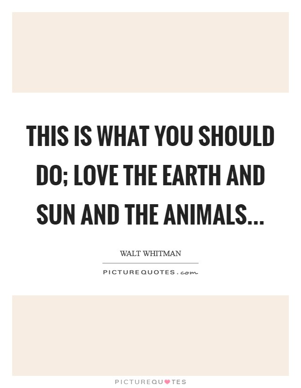 This is what you should do; love the Earth and sun and the animals Picture Quote #1