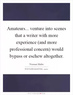Amateurs... venture into scenes that a writer with more experience (and more professional concern) would bypass or eschew altogether Picture Quote #1