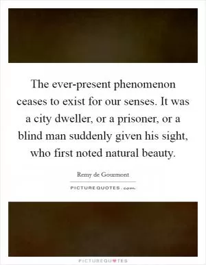 The ever-present phenomenon ceases to exist for our senses. It was a city dweller, or a prisoner, or a blind man suddenly given his sight, who first noted natural beauty Picture Quote #1