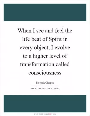 When I see and feel the life beat of Spirit in every object, I evolve to a higher level of transformation called consciousness Picture Quote #1