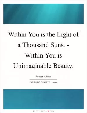 Within You is the Light of a Thousand Suns. - Within You is Unimaginable Beauty Picture Quote #1
