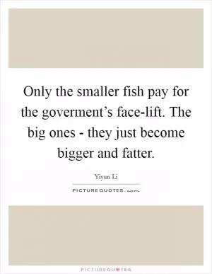 Only the smaller fish pay for the goverment’s face-lift. The big ones - they just become bigger and fatter Picture Quote #1