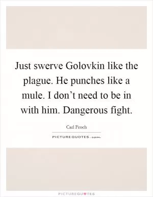 Just swerve Golovkin like the plague. He punches like a mule. I don’t need to be in with him. Dangerous fight Picture Quote #1