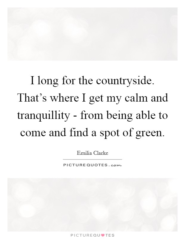 I long for the countryside. That's where I get my calm and tranquillity - from being able to come and find a spot of green Picture Quote #1