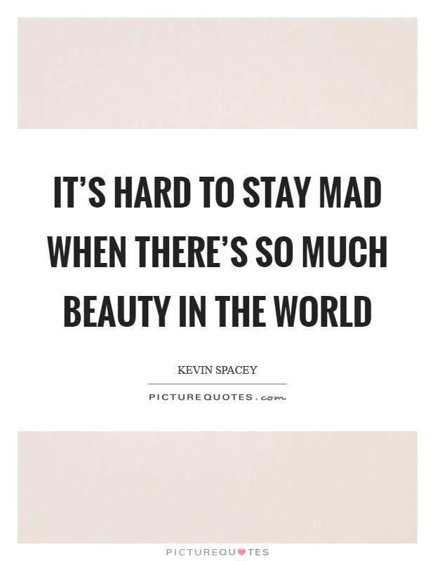 It's Hard to Stay Mad When There's So Much Beauty in the World Picture Quote #1