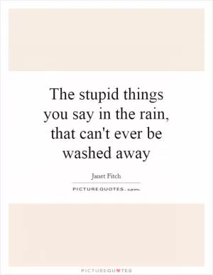 The stupid things you say in the rain, that can't ever be washed away Picture Quote #1