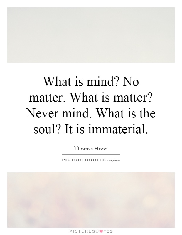 What is mind? No matter. What is matter? Never mind. What is the soul? It is immaterial Picture Quote #1