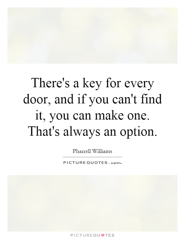There's a key for every door, and if you can't find it, you can make one. That's always an option Picture Quote #1
