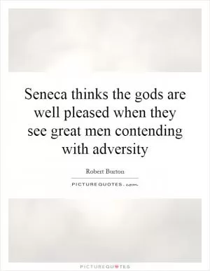 Seneca thinks the gods are well pleased when they see great men contending with adversity Picture Quote #1
