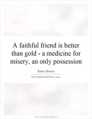 A faithful friend is better than gold - a medicine for misery, an only possession Picture Quote #1