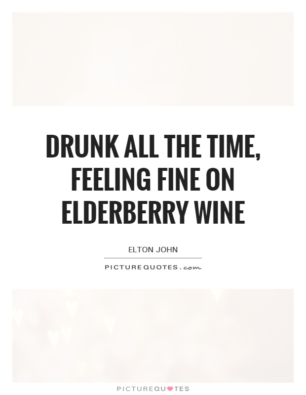 Drunk all the time, feeling fine on elderberry wine Picture Quote #1
