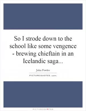 So I strode down to the school like some vengence - brewing chieftain in an Icelandic saga Picture Quote #1