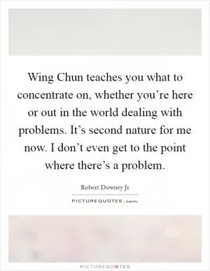 Wing Chun teaches you what to concentrate on, whether you’re here or out in the world dealing with problems. It’s second nature for me now. I don’t even get to the point where there’s a problem Picture Quote #1
