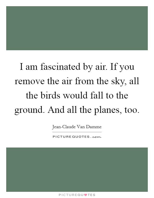 I am fascinated by air. If you remove the air from the sky, all the birds would fall to the ground. And all the planes, too Picture Quote #1
