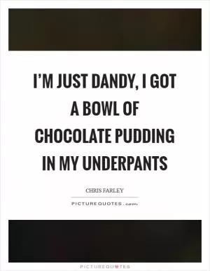 I’m just dandy, I got a bowl of chocolate pudding in my underpants Picture Quote #1