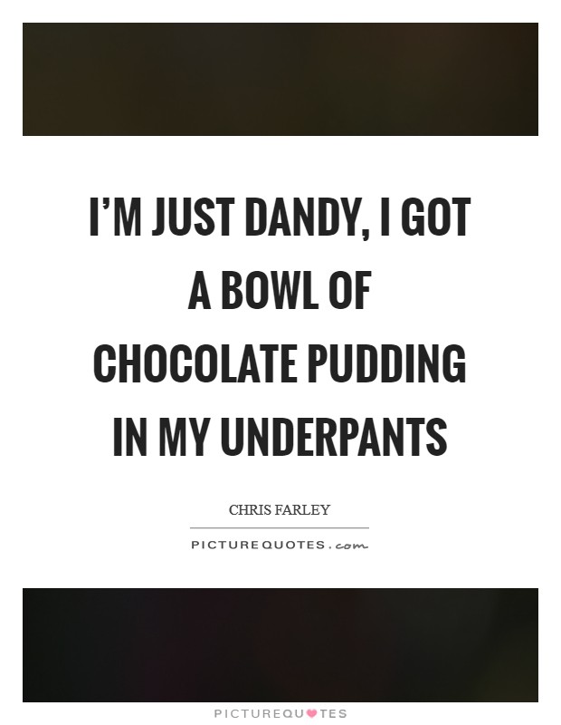 I'm just dandy, I got a bowl of chocolate pudding in my underpants Picture Quote #1