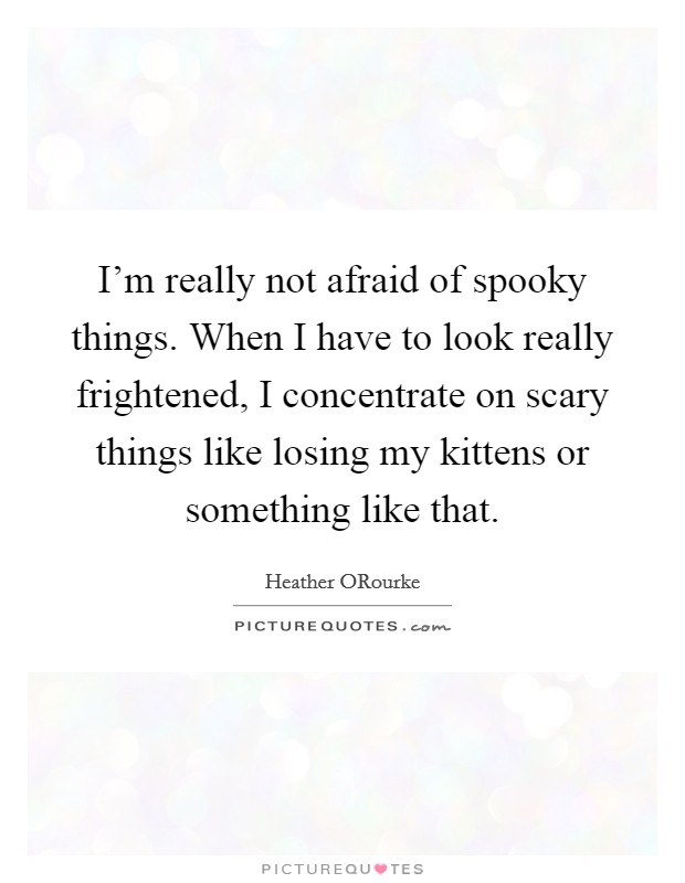 I'm really not afraid of spooky things. When I have to look really frightened, I concentrate on scary things like losing my kittens or something like that Picture Quote #1