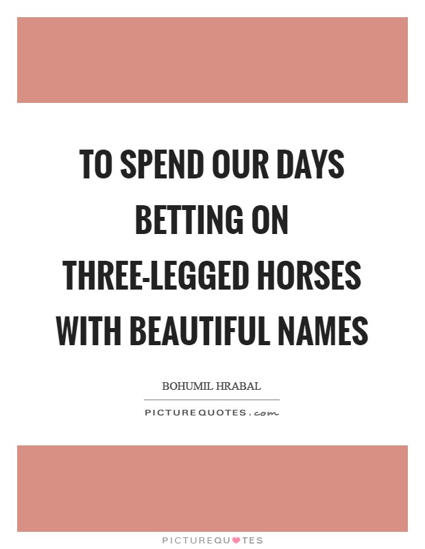 To spend our days betting on three-legged horses with beautiful names Picture Quote #1