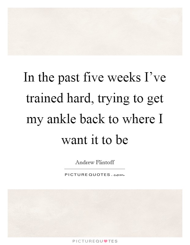 In the past five weeks I've trained hard, trying to get my ankle back to where I want it to be Picture Quote #1
