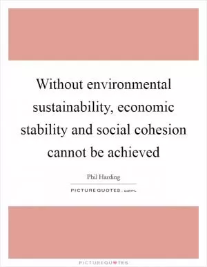 Without environmental sustainability, economic stability and social cohesion cannot be achieved Picture Quote #1