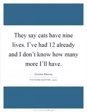 They say cats have nine lives. I’ve had 12 already and I don’t know how many more I’ll have Picture Quote #1