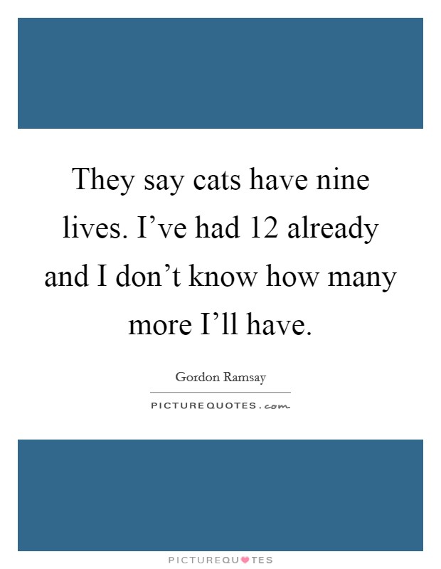 They say cats have nine lives. I've had 12 already and I don't know how many more I'll have Picture Quote #1