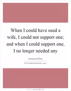 When I could have used a wife, I could not support one; and when I could support one, I no longer needed any Picture Quote #1