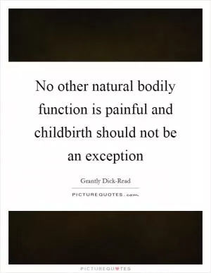 No other natural bodily function is painful and childbirth should not be an exception Picture Quote #1