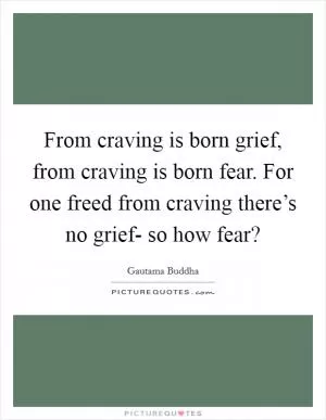 From craving is born grief, from craving is born fear. For one freed from craving there’s no grief- so how fear? Picture Quote #1